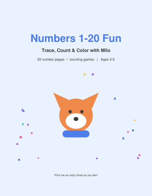Free Number Tracing Worksheets 1-20